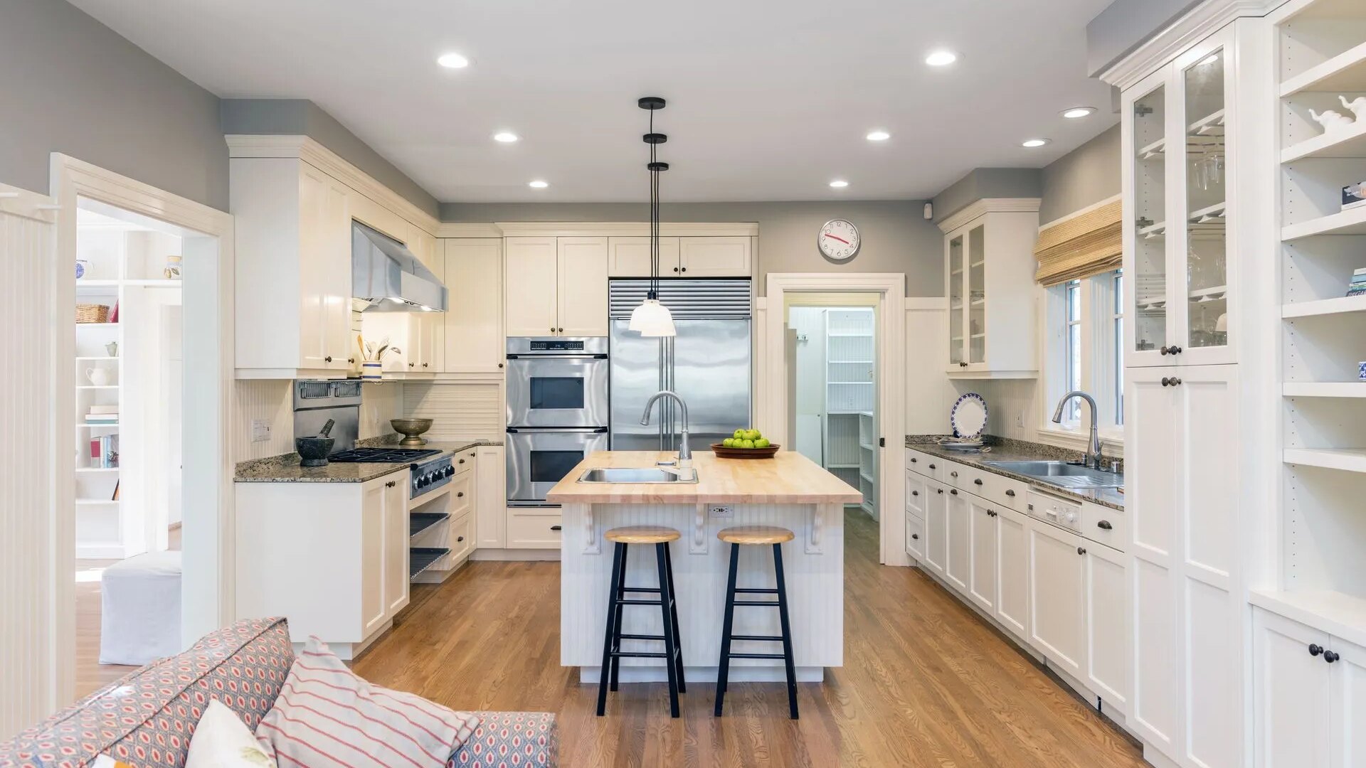 Light colored gormet kitchen