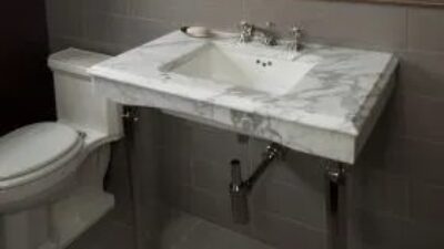 Marble top bathroom vanity with sinnk and bathroom mirror