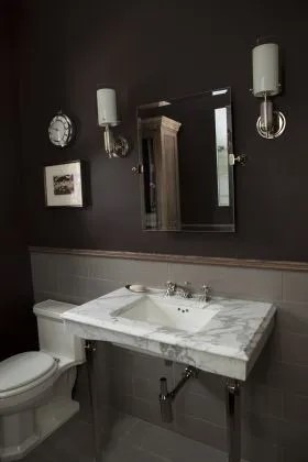 Marble top bathroom vanity with sinnk and bathroom mirror