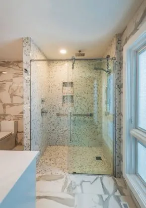 Linglestown Master Bathroom renovation glass shower enclosure