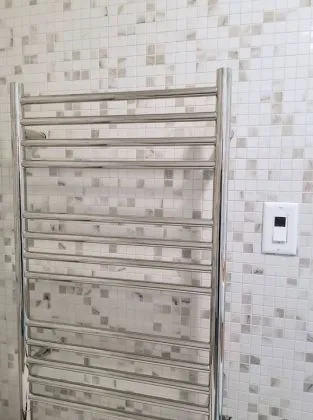 Linglestown Master Bathroom renovation shower towel rack