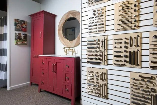 Inspirations Studio cabinent hardware demo wall