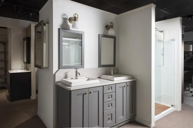 Inspirations Studio grey dual sink bathroom vanity